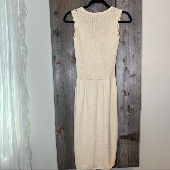 Vintage 70s St. John Cream Santana Knit Double Breasted Sleeveless Dress sz XS - Picture 3 of 15